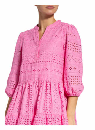 Mrs & Hugs Kleid mit 3/4-Arm und Lochspitze, Pink