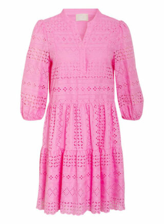 Mrs & Hugs Kleid mit 3/4-Arm und Lochspitze, Pink