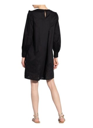 Mrs & Hugs Kleid mit Lochspitze, Schwarz