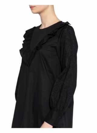 Mrs & Hugs Kleid mit Lochspitze, Schwarz
