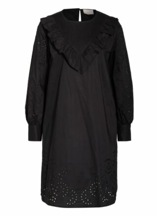 Mrs & Hugs Kleid mit Lochspitze, Schwarz