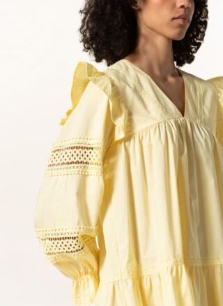 Mrs & Hugs Kleid mit Spitzenbesatz, Gelb
