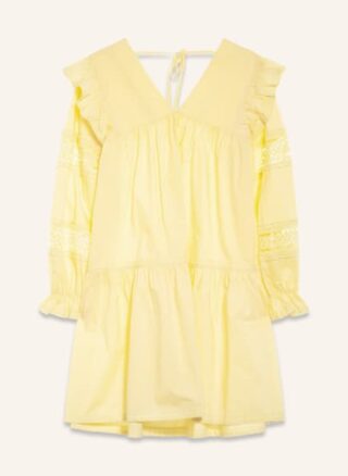 Mrs & Hugs Kleid mit Spitzenbesatz, Gelb