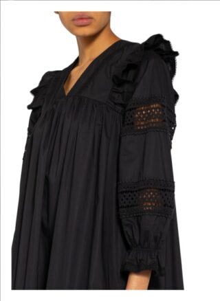 Mrs & Hugs Kleid mit Spitzenbesatz, Schwarz