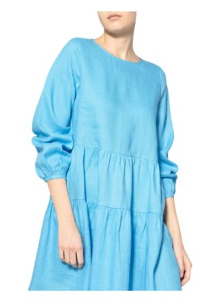 Mrs & Hugs Leinenkleid mit Rüschenbesatz, Blau