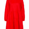 Mrs & Hugs Leinenkleid mit Rüschenbesatz, Rot