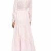 Mrs & Hugs Leinenkleid mit Spitzenbesatz, Pink