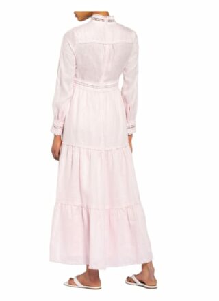 Mrs & Hugs Leinenkleid mit Spitzenbesatz, Pink