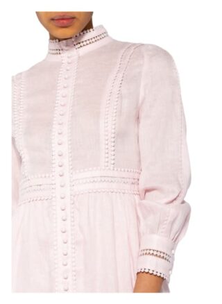Mrs & Hugs Leinenkleid mit Spitzenbesatz, Pink
