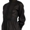 Mrs & Hugs Leinenkleid mit Spitzenbesatz, Schwarz
