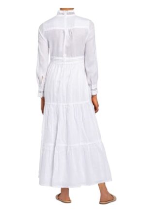 Mrs & Hugs Leinenkleid mit Spitzenbesatz, Weiß