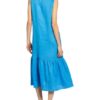 Mrs & Hugs Leinenkleid mit Volantbesatz, Blau