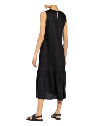 Mrs & Hugs Leinenkleid mit Volantbesatz, Schwarz