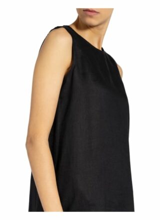 Mrs & Hugs Leinenkleid mit Volantbesatz, Schwarz