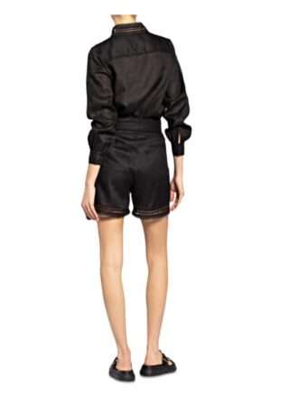 Mrs & Hugs Leinenshorts, Schwarz