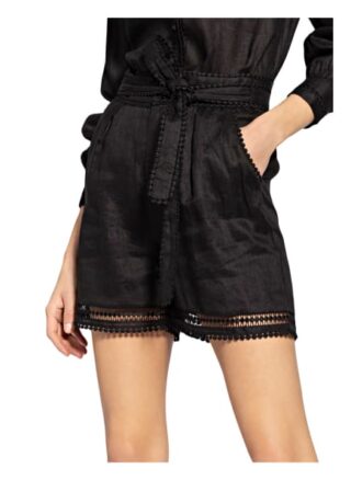 Mrs & Hugs Leinenshorts, Schwarz