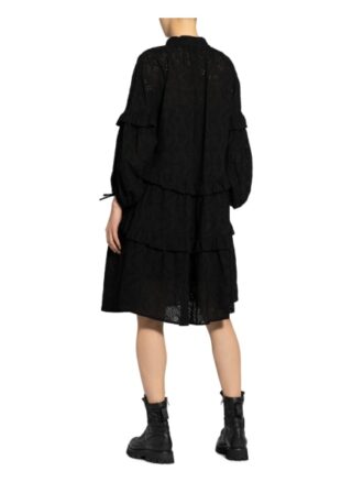 Munthe Kleid Frilly aus Lochspitze, Schwarz