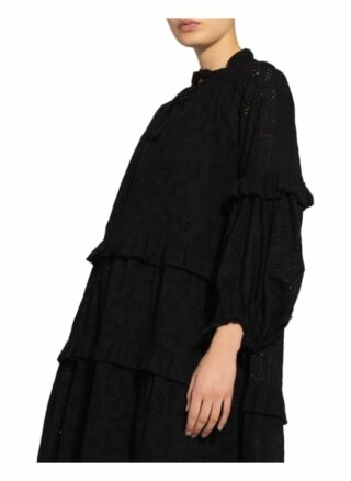 Munthe Kleid Frilly aus Lochspitze, Schwarz
