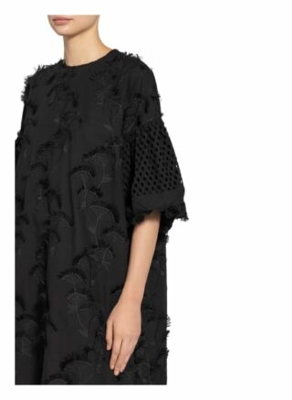 Munthe Kleid Thunder mit Stickereien, Schwarz