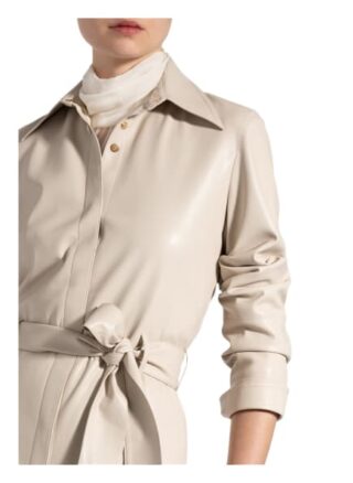 Nanushka Hemdblusenkleid Asayo in Lederoptik, Beige