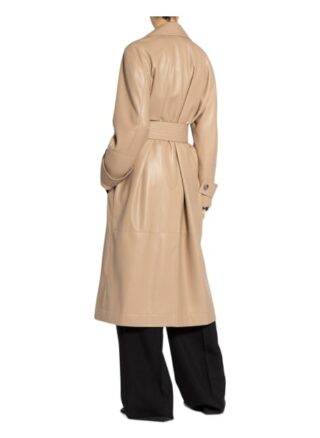 Nanushka Mantel Amal in Lederoptik, Beige