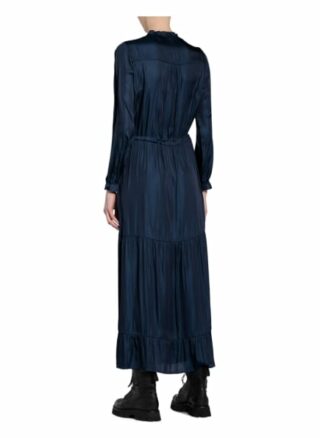 Neo Noir Kleid Silo mit Rüschenbesatz, Blau