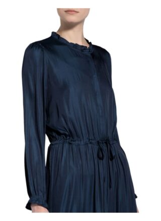 Neo Noir Kleid Silo mit Rüschenbesatz, Blau