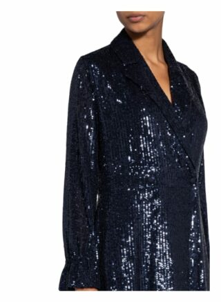 Norr Wickelkleid Parker mit Paillettenbesatz, Blau
