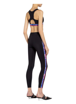Off-White 7/8-Leggings mit Galonstreifen, Schwarz