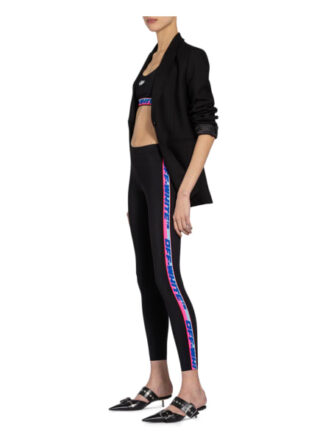 Off-White 7/8-Leggings mit Galonstreifen, Schwarz