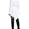 Off-White Hemdblusenkleid mit Volantbesatz, Weiß