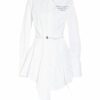 Off-White Hemdblusenkleid mit Volantbesatz, Weiß