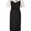 Off-White Kleid mit Drapage, Schwarz