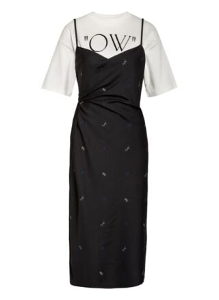 Off-White Kleid mit Drapage, Schwarz