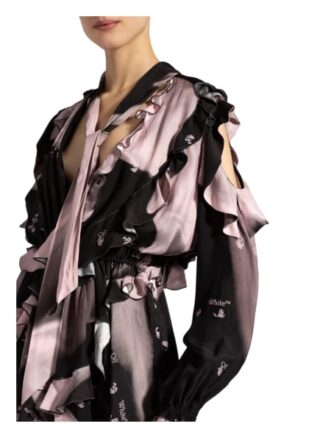 Off-White Kleid mit Volantbesatz, Schwarz