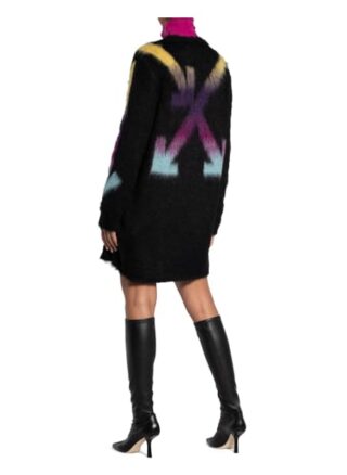 Off-White Strickkleid mit Mohair und Alpaka, Schwarz