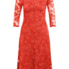 Olvi's Spitzenkleid mit 3/4-Arm, Rot