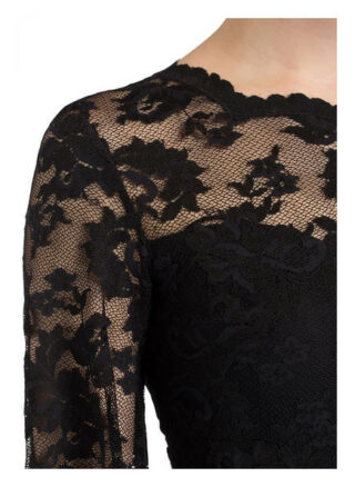 Olvi's Spitzenkleid mit 3/4-Arm, Schwarz