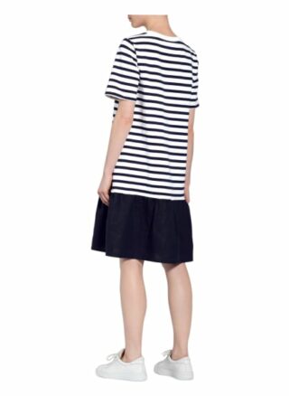 Oui Jerseykleid mit Leinen, Weiß