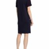Oui Kleid im Materialmix mit Leinen, Blau