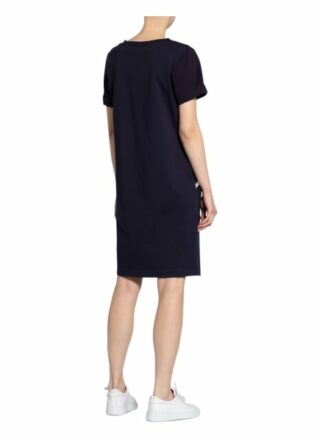 Oui Kleid im Materialmix mit Leinen, Blau