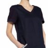 Oui Kleid im Materialmix mit Leinen, Blau