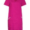 Oui Kleid im Materialmix mit Leinen, Pink