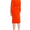 Oui Kleid im Materialmix mit Leinen, Rot