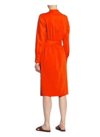 Oui Kleid im Materialmix mit Leinen, Rot