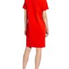 Oui Kleid im Materialmix mit Leinen, Rot