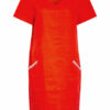 Oui Kleid im Materialmix mit Leinen, Rot