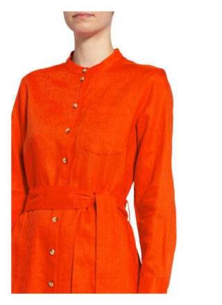 Oui Kleid im Materialmix mit Leinen, Rot