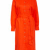 Oui Kleid im Materialmix mit Leinen, Rot