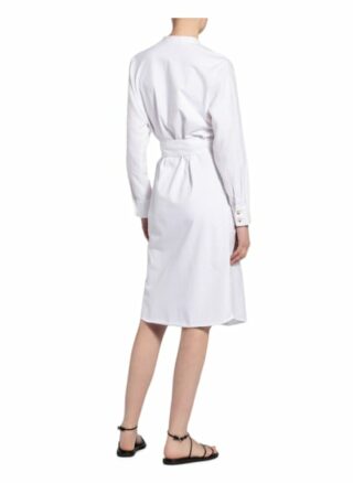 Oui Kleid im Materialmix mit Leinen, Weiß